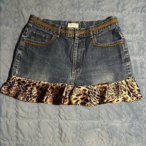 Liz Claiborne Denim Skirt with Leopard Ruffle